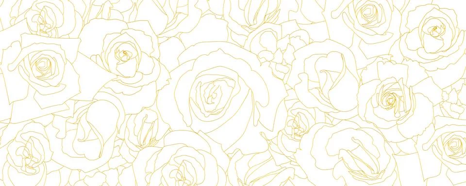 Pattern from roses buds in outline style. Vintage vector background. Template Stock Illustration
