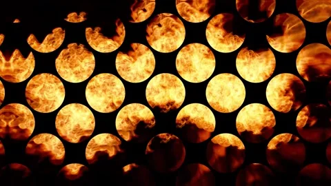 Pattern of round black cells with fire. Seamless loop. Stock Footage 240282132