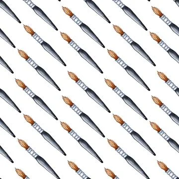 Pattern round black watercolor brush Stock Illustration