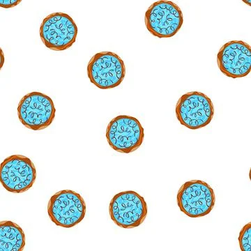 Pattern round cake with blue frosting and brown swirls Stock Illustration