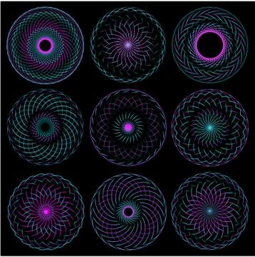 Pattern of round design elements spirograph . 스톡 일러스트