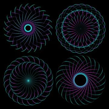 Pattern of round design elements spirograph . イラスト素材