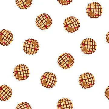 Pattern round dessert cake topped with nuts and chocolate Stock Illustration