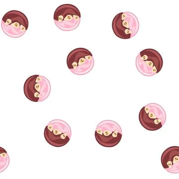 Pattern round dessert with chocolate and pink glaze topping pears Stock Illustration