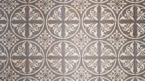 Pattern round floral Azulejo patchwork mosaic tile wallpaper vintage backgrou Stock Photos