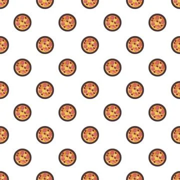 Pattern of round food items repeating on white background 库存插图