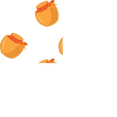 Pattern with a round glass jar with an amber liquid: honey, jam, butter in a Stock Illustration