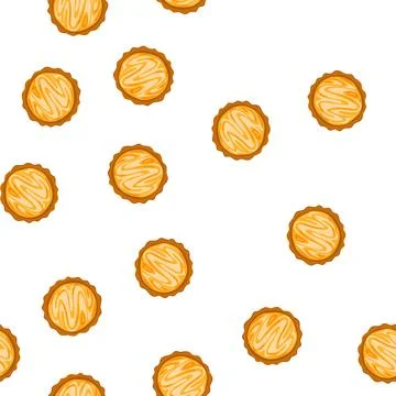 Pattern round golden pie with swirled topping top view Stock Illustration