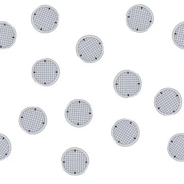 Pattern round manhole cover grid protecting underground utility infrastructur Stock Illustration