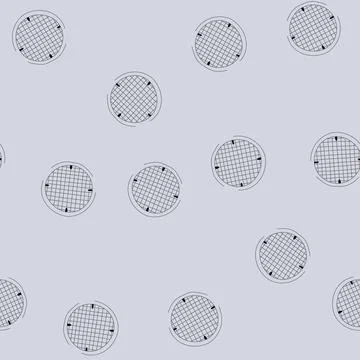 Pattern round manhole cover illustration featuring a grid pattern, symbolizin Stock Illustration