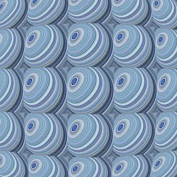 The pattern is round stones with waves around the circumference of blue, Illustrazione stock