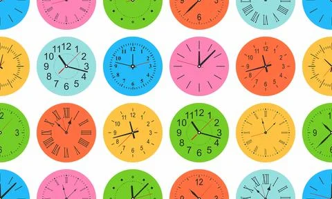 Pattern with Round wall clock Stock Illustration