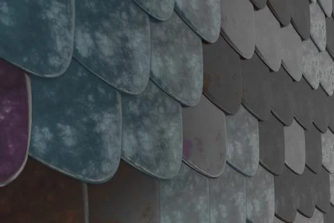 Pattern of rounded roof tiles in different colors Stock Illustration