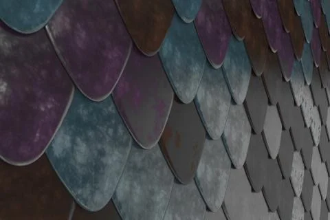 Pattern of rounded roof tiles in different colors イラスト素材