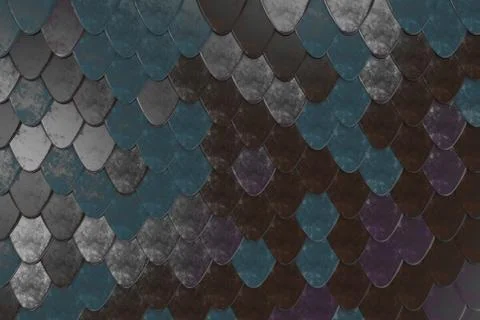 Pattern of rounded roof tiles in different colors Illustrazione stock