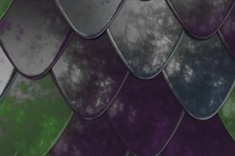 Pattern of rounded roof tiles in different colors Illustrazione stock