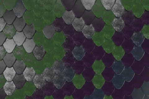 Pattern of rounded roof tiles in different colors Illustrazione stock