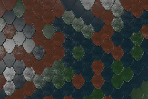 Pattern of rounded roof tiles in different colors Stockillustratie