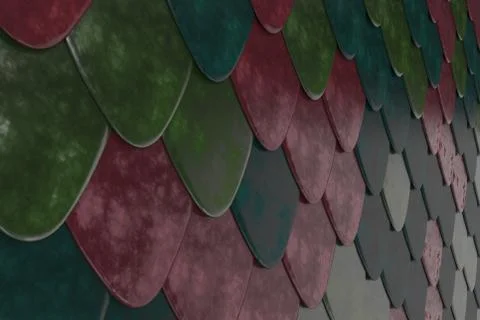 Pattern of rounded roof tiles in different colors Stock Illustration