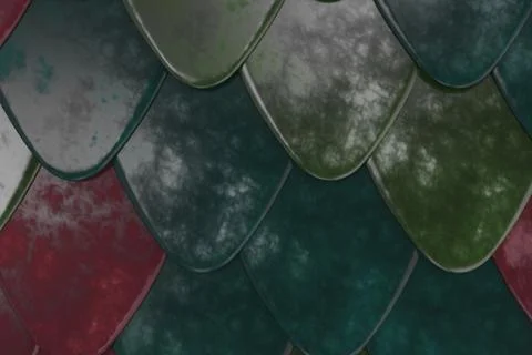 Pattern of rounded roof tiles in different colors Illustrazione stock