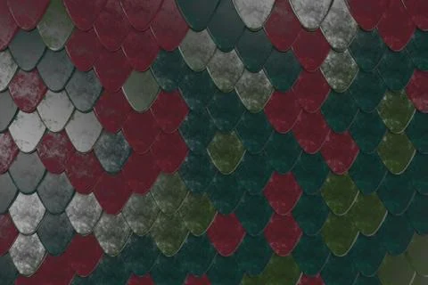 Pattern of rounded roof tiles in different colors Stock Illustration