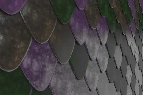 Pattern of rounded roof tiles in different colors Stock Illustration