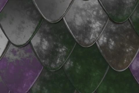 Pattern of rounded roof tiles in different colors Illustrazione stock