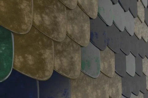 Pattern of rounded roof tiles in different colors Stock Illustration