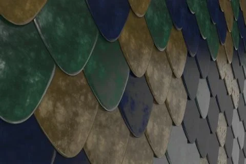 Pattern of rounded roof tiles in different colors Stock Illustration