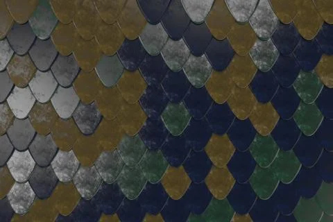 Pattern of rounded roof tiles in different colors Illustrazione stock