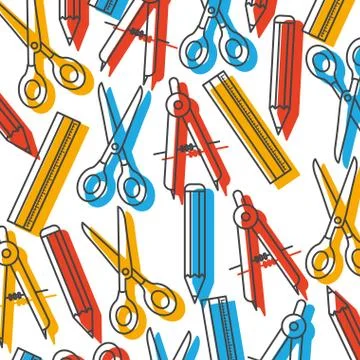 Pattern of ruler and scissors tool icon イラスト素材