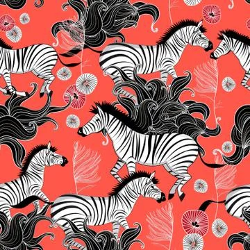 Pattern of running zebras Illustrazione stock