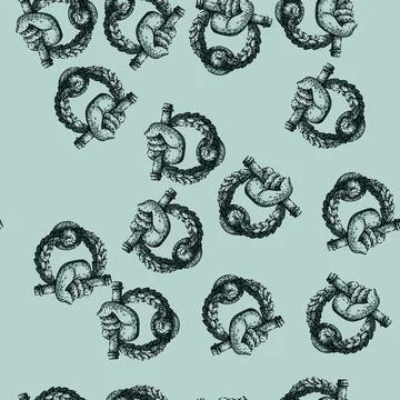 Pattern rustic iron door knocker sketch hand drawn Stock Illustration