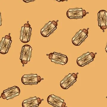 Pattern rustic vintage lantern sketch hand drawn イラスト素材