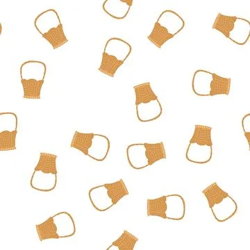 Pattern rustic wicker basket cartoon vector Stock Illustration