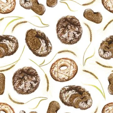 Pattern with rye bread 스톡 일러스트