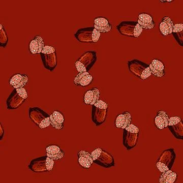 Pattern salami sausage sketch hand drawn Stock Illustration