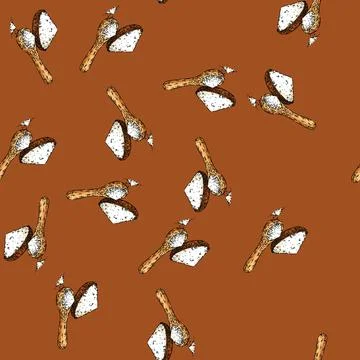 Pattern salt in wooden spoon sketch hand drawn Stock Illustration