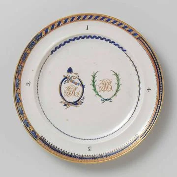 Pattern Sample Plate With Two Monograms And Four Numbered Border Desings. ... Stock Photos