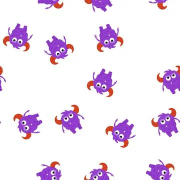 Pattern satyr monster with horns cartoon vector Stock Illustration