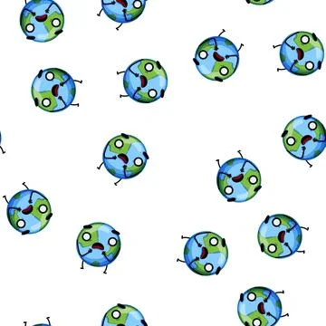 Pattern save earth planet character cartoon vector Stock Illustration