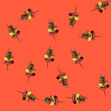 Pattern savory canape sketch hand drawn Stock Illustration