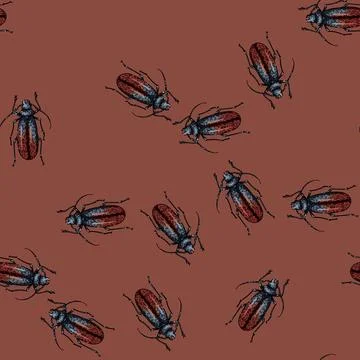 Pattern scarab beetle sketch hand drawn Stock Illustration