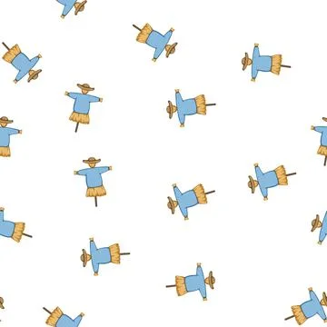 Pattern scare scarecrow cartoon vector Stock Illustration