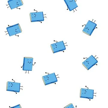 Pattern school book character cartoon vector Stock Illustration