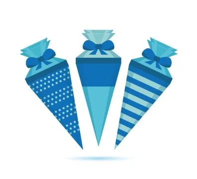 Pattern school cone set in blue colors Stock Illustration