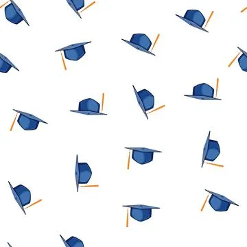 Pattern school graduation hat cartoon vector Stock Illustration