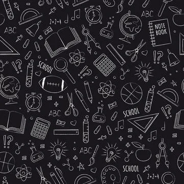 Pattern with school objects イラスト素材