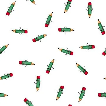 Pattern school pen character cartoon vector イラスト素材