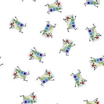 Pattern school stationery character cartoon vector Stock Illustration
